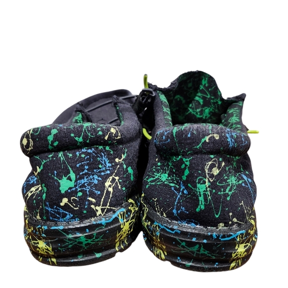Hey Dude Wally Size 7 Shoes Blue Green Paint Splatter Gecko Slip On Loafer - UNI - Picture 4 of 6